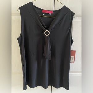 Black Sleeveless Blouse with Ring Detail